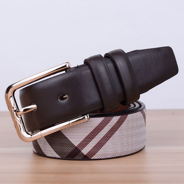 

fashion stripe pu leather pin buckles mens belts punk luxury designer male belt women waist strap cintos masculinos, Black;brown