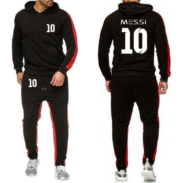 

hoodies men messi 10 printed sportwear men hoodies casual fleece sweatshirts harajuku tracksuit mens pants suit 2pcs, Gray