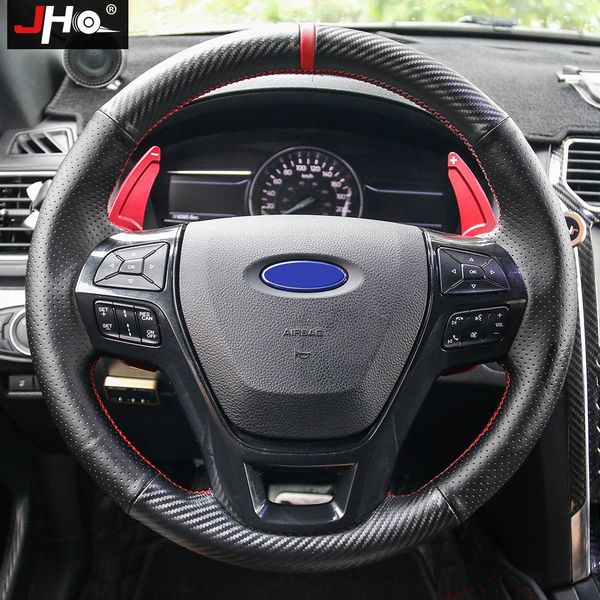 

hand sew nonslip leather steering wheel cover protector for ford explorer 16-18