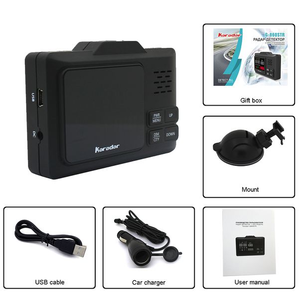 

2018 karadar new technology slim radar gps car laser detector g-860 with 2.4inch display x k l ct install gps data