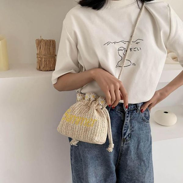 

women's fashion retro lace woven shoulder bag floral handbag woven bag beach messenger crossbody bags