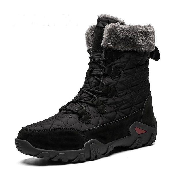 

winter with fur snow boots for men sneakers male shoes casual quality waterproof ankle -30 degree celsius warm boots 46 47, Black