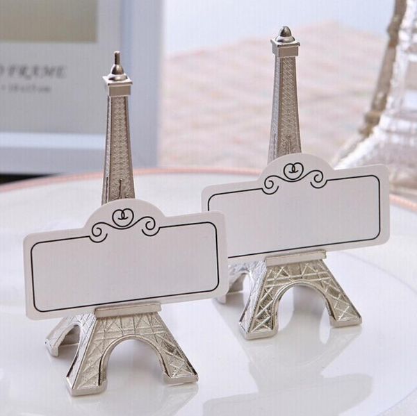 New Fashion Evening In Paris Eiffel Tower Silver Finish Place Card