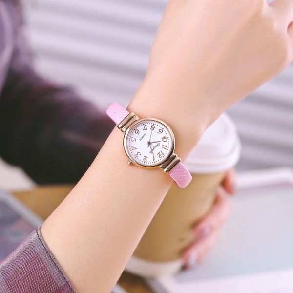 

new brand women girls watch flexible elastic strap bracelet watch rose gold all digital students casual for girlfriend, Slivery;brown