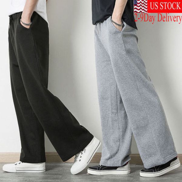 

2019 unisex mens женщин sweatpants флис workout gym штаны упругие талии, Black