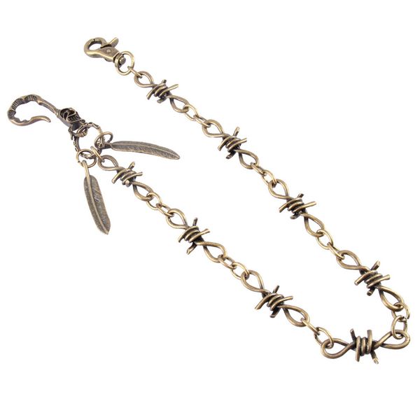 

gothic hip hop punk trousers jeans purse wallet key chain cuban link for men biker motorcycle - bronze&silver, Black