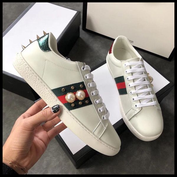 

big quality asize 35-45 genuine leather ace shoes womens mens shoes luxurydesignercasual shoes with box dust bag, Red;white