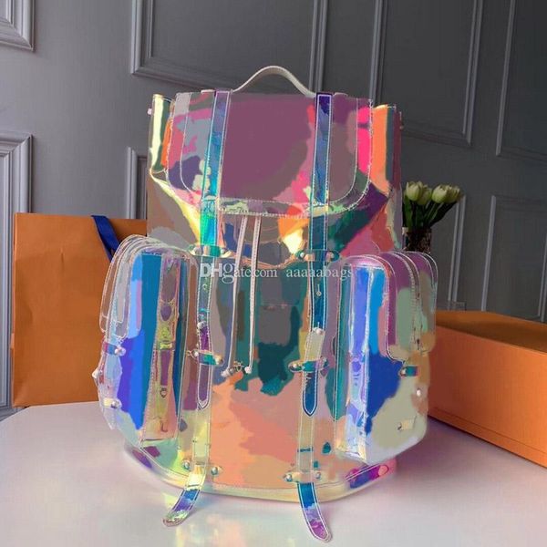 

new designer pvc backpack m40107 m41379 m41709 laser shiny colorful outdoor travel luggage back bag luxury big bag boarding bag handbag