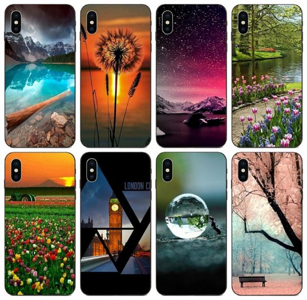 

[tongtrade] cartoon colour natural scenery case for iphone 8p 7p 6p 5 plus x xs 11 pro max galaxy j4 j6 j8 honor v9 play sony xperia z5 case