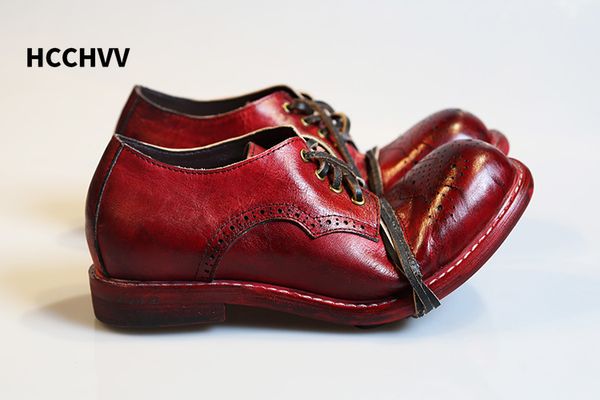 

mens vintage brock brogue carved leather head low cut shoes tooling casual shoes men and women wine red, Black