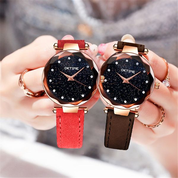 

fashion starry sky women watches luxury ladies leather band female clock analog alloy quartz wrist watch relogio masculino, Slivery;brown