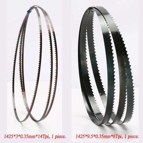

2 pieces 8" 1425mm band saw blades (width: 3mm, 6.35mm, 9.5mm) wood band saw blades cutting curve 1425*9.5*0.35mm*6tpi or 14tpi