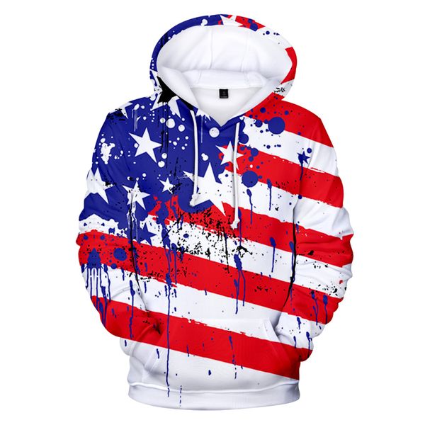 

latest 3d prints american independence day hoodies men women autumn winter personality fourth of july 3d hoodies sweatshirt, Black