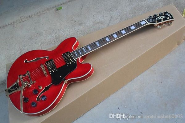 

Новый орган красное дерево ,клен и палисандр гриф красный ES335 Джаз гитара с bigbys