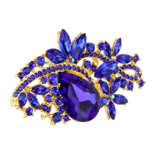 

women's rhinestone flower brooch pin 9 x 6cm blue, Gray