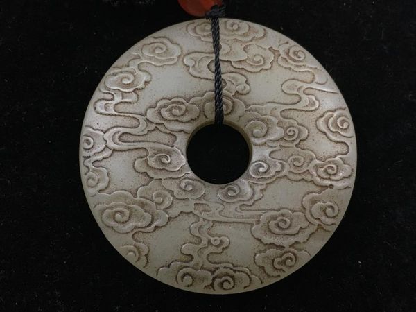 

old hetian jade cloud ring pendant junk package true hp06#, Silver
