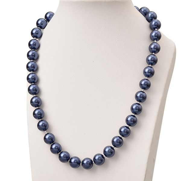 

wholesale 10mm size for deep blue pearls beads making diy knotted imitation pearls necklace 18inch women ladies party gifts h845, Silver