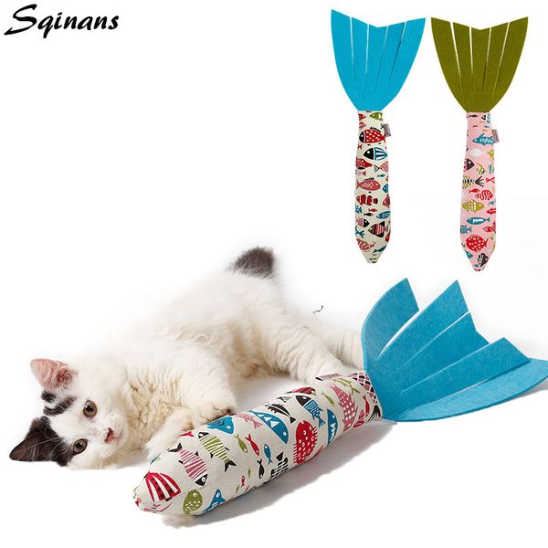 

sqinans 1pc pet catnip toy fish shape cat interactive chewing toys with noise paper for puppy kitten