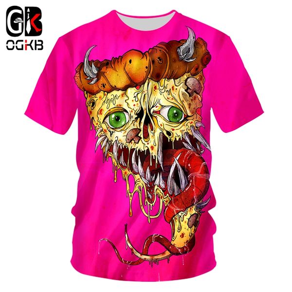 

ogkb летние рубашки мужской моды с коротким рукавом монстр 3d tshirt printed пицца hiphop плюс размер 6xl костюм homme весна tshirt, White;black