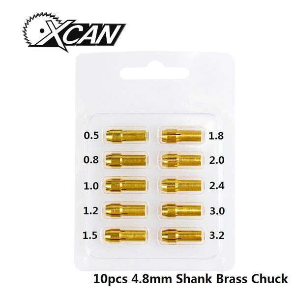 

xcan 10шт 0.5-3.2 мм диаметр 4.8 мм хвостовик латунные патроны мини-сверло цанговый патрон для dremel роторный инструмент электроинструмент