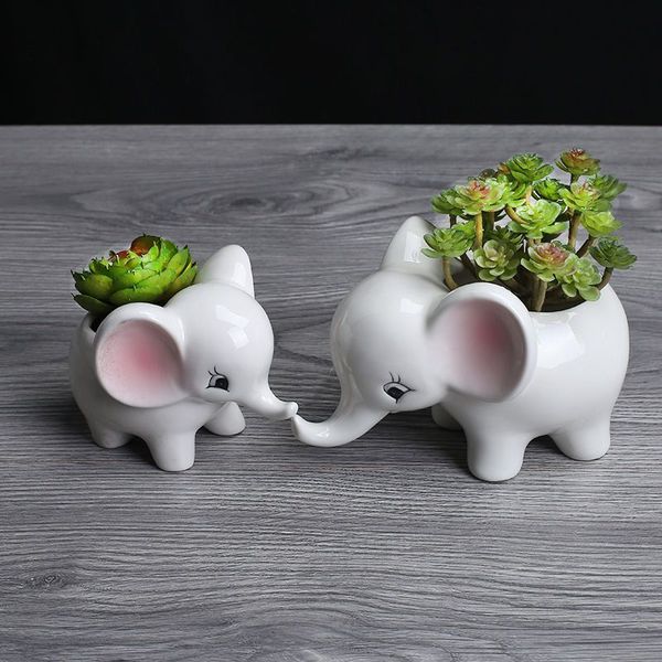 

small elephant ceramic flower pot succulent plant christmas gift for kids cute looking animal bonsai planter