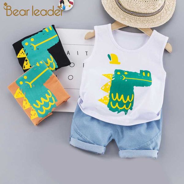 

bear leader casual boys clothes summer toddler baby boy clothes cartoon print shirt short pants 2pcs outfits summer, White