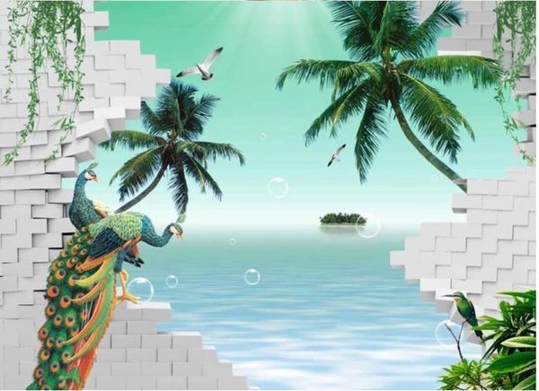 

wall mural p wallpaper 3d stereo brick wall coconut tv background wall