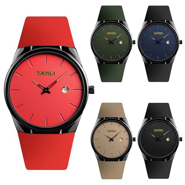 

ashion simple casual ultra thin waterproof calendar big round dial quartz wrist watch couple gift new, Slivery;brown