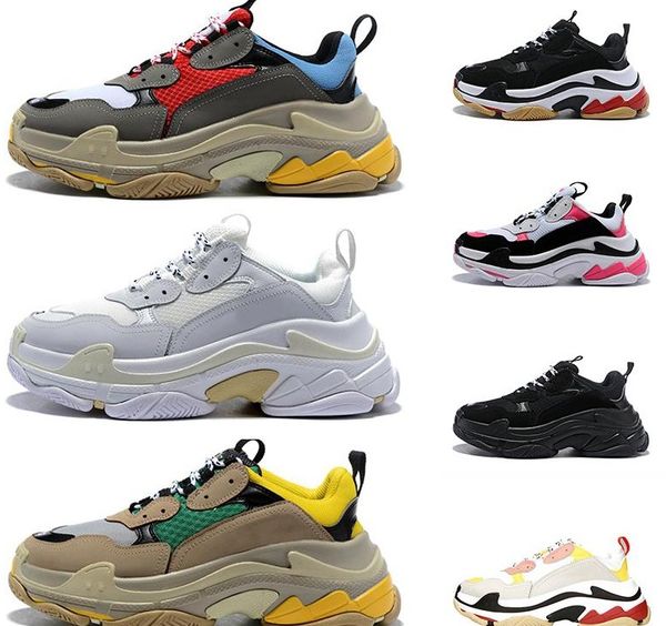 

paris 17fw fashion luxury designer triples shoes dad shoes triple s 17fw sneakers for men women spring street couples chaussures daddy shoes, Black