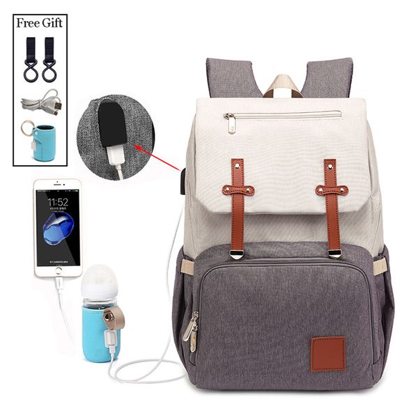 

new fashion women backpack with usb mummy daddy outdoor travel diaper bags pure large waterproof backpack for baby stroller