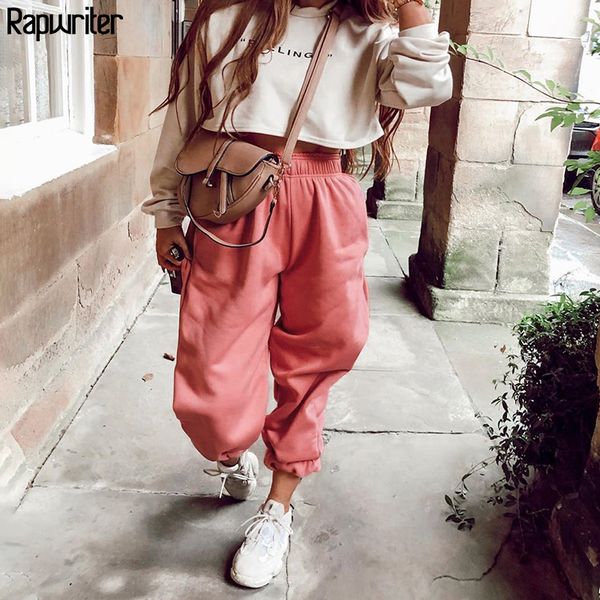 

rapwriter casual high waist candy color loose womens jogger pants 2019 heat pockets harem sweatpants hip hop streetwear trousers, Black;white