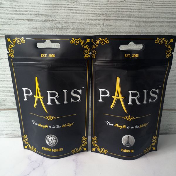 

3.5g paris og smell proof bags french cookies child proof bag stand up pouch dry herb flowers ing