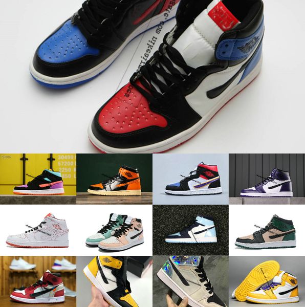 

2020 new style color scotts 1 high shoes royal banned bred black white men women 1s designer shoes for resale 36-46