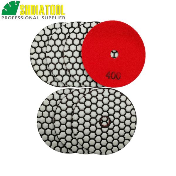 

shdiatool 7шт 4inch # 400 сухой алмазные полировальные колодки dia 100mm resin bond шлифовальный диск работает без воды