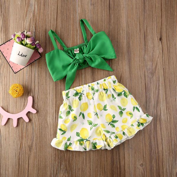 

2pcs kids baby girl summer clothes sleeveless vest shorts pants outfits, White