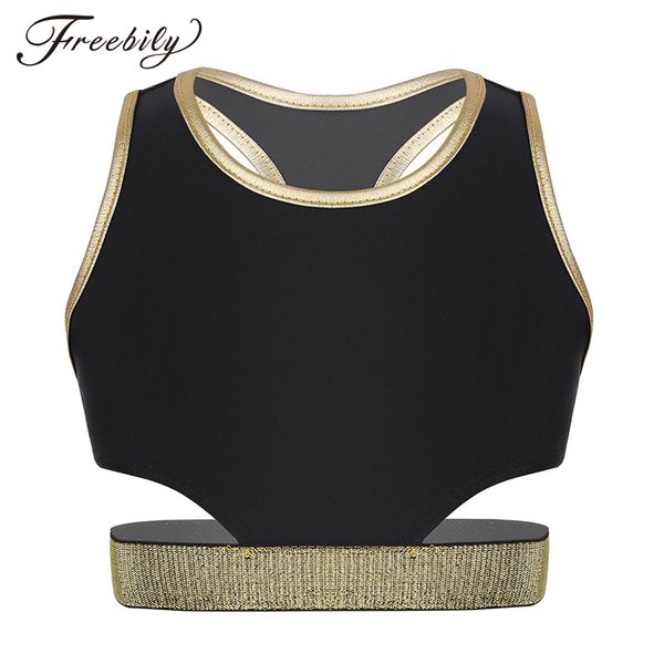 

children kids girl gymnastics ballet class dance sports bra ballet dance crop stage performance dancewear clothes tanks, White;black