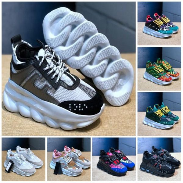 

2019 chain reaction casual designer sneakers sport fashion casual shoes trainer lightweight link-embossed sole with dust bag, Black