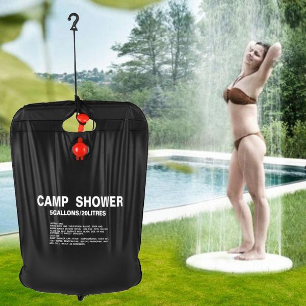 

20l / 5 gallons solar energy heated camp shower bag outdoor camping hiking pvc water bag climbing bbq picnic water storage