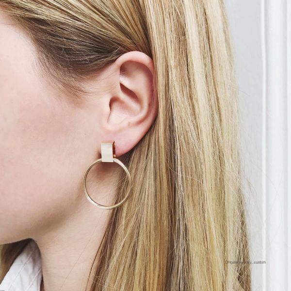 

Bohemian Retro Simple Square Circle Gold Earrings Women Temperament Beach Accessories Valentine's Day Gift