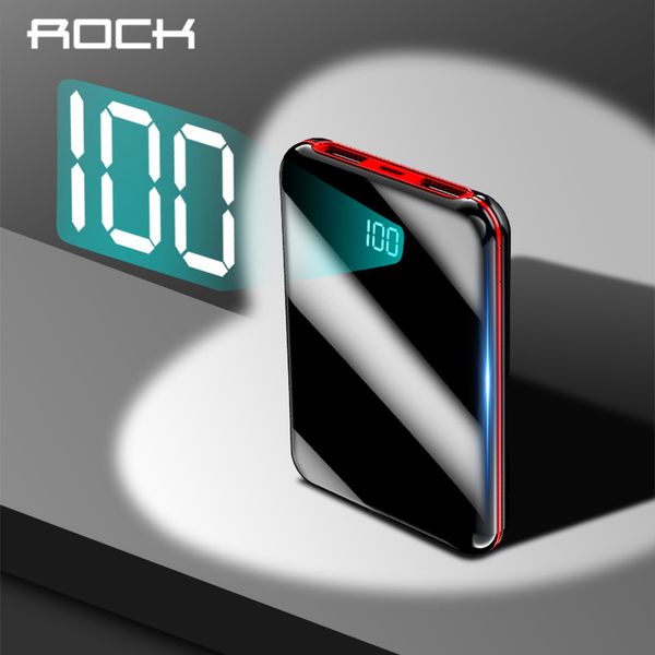 

rock lcd display 10000mah power bank slim poverbank for xiaomi mi 9 iphone dual usb output portable external battery powerbank