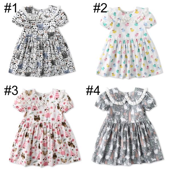 

Exquisite Girl Kids Clothing New Summer Girl Full Rabbit Panda Dark Design Dress high quality 100%cotton baby Princess dress