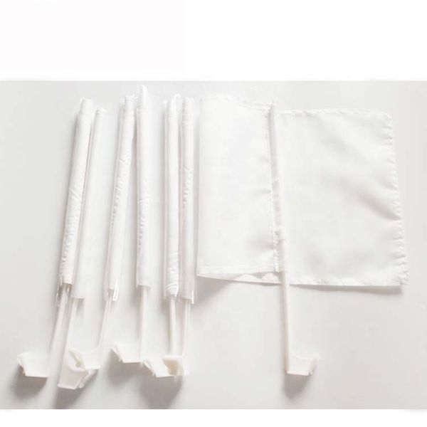 

12x18inches white blank car flag sublimation 100d polyester print car window flags with 43cm plastic pole