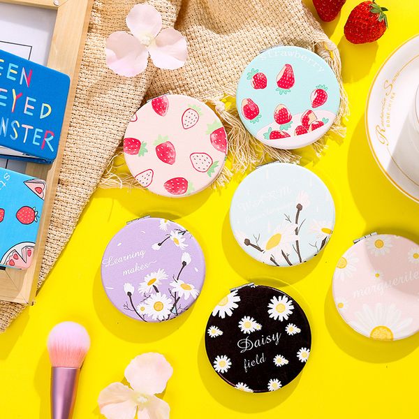 

cute strawberry daisy pattern pocket makeup mirror double sides round cosmetic compact mirrors for girls women party gift