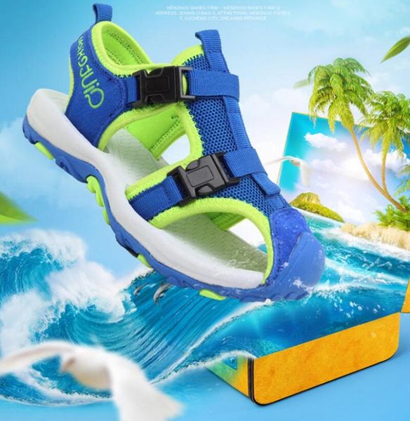 

2020 new summer children sandals for boys girls fashion beach sandals kids boys leather summer shoes casual sport sandal, Black;red