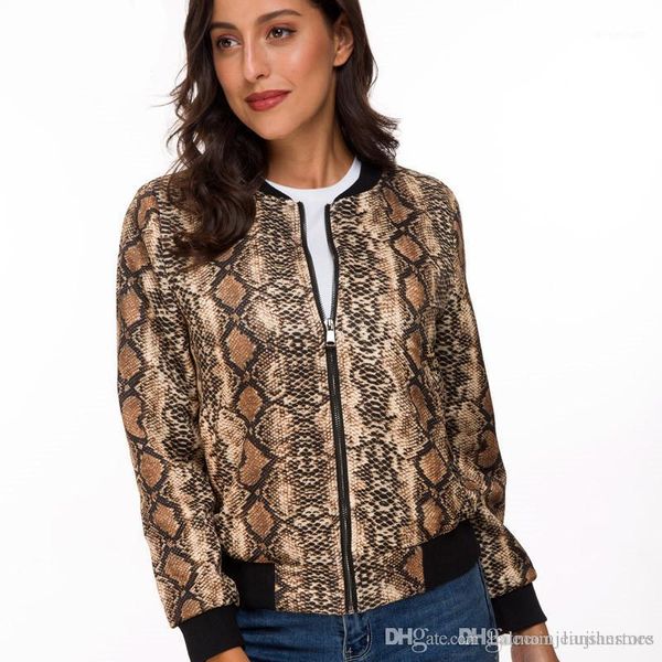 

digital printed jackets casual womens slim stand collar coats fashion designer coat with zipper spring women, Black;brown