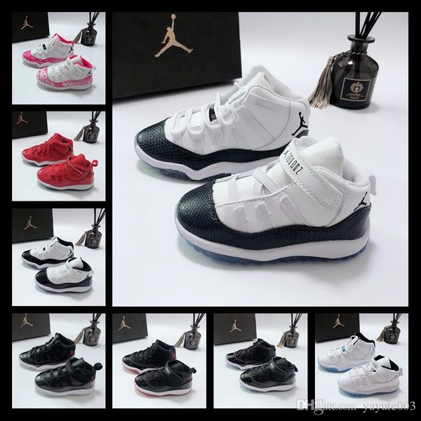 

idzui 11 xi 11s cap and gown prm heiress gym red chicago platinum tint space jams men baby kids sports outdoor shoes 28-35, Black