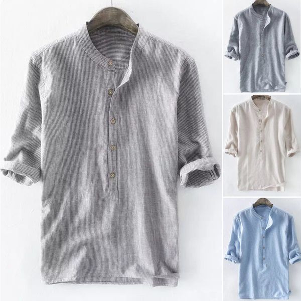 

мужская рубашка в полоску с рукавами 3/4 summer cool loose повседневные рубашки рубашки верх, White;black