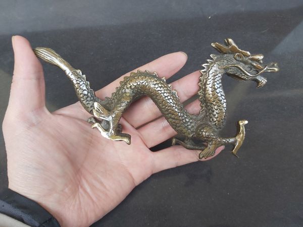 

7" bronze statue exquisite chinese dragon garden decoration real brass bronze folk china bronze copper totem zodiac animals dragon wire