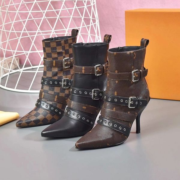 

classics fashionable and exquisite women boots high heels and genuine leather outdoors fashion boots martin booties sh10 l1, Black