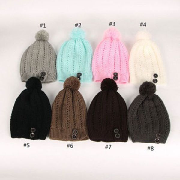 

new fashion women winter warm ski cable wool knit knitted bobble pom beanie cap hat, Blue;gray